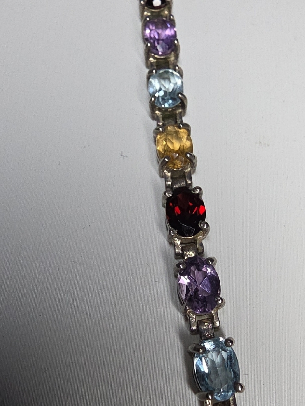 Estate Multi-Color Gemstone Tennis Bracelet - Women Jewelry - Picture 5 of 8